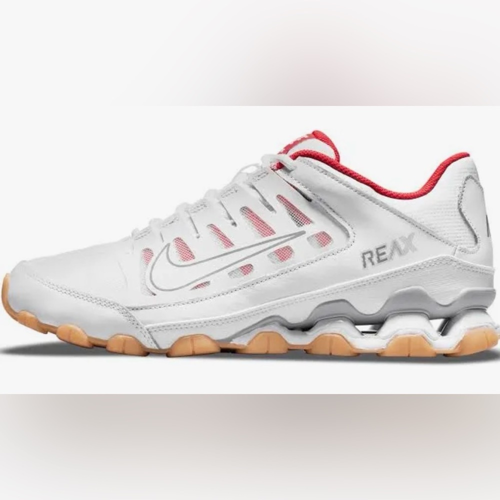 Nike White and Red Reax Athletic Shoes